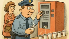 Vtip: Stojí policajt pred automatom na kávu...