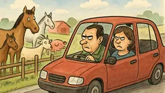 Vtip: Dvojica sa vezie v tichu po ceste...