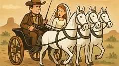 Vtip: Joe vezie nevestu na štvorzáprahu...